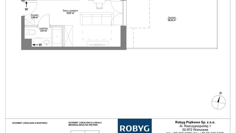 Rzut - Mieszkanie na sprzedaż 1 pokój o powierzchni 25,32 m² - numer C.0M21 w Początek Piątkowo bud. C