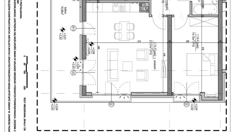 Rzut - Mieszkanie na sprzedaż 3 pokoje o powierzchni 84,95 m² - numer B14 w Osiedle Europejskie