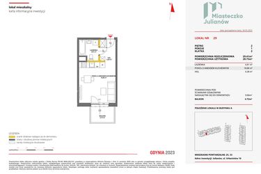 Rzut - Mieszkanie na sprzedaż 1 pokój o powierzchni 29,41 m² - numer 29 w Miasteczko Julianów