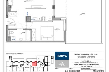 Rzut - Mieszkanie na sprzedaż 2 pokoje o powierzchni 49,82 m² - numer MC/J/B/0/8 w Modern City etap J