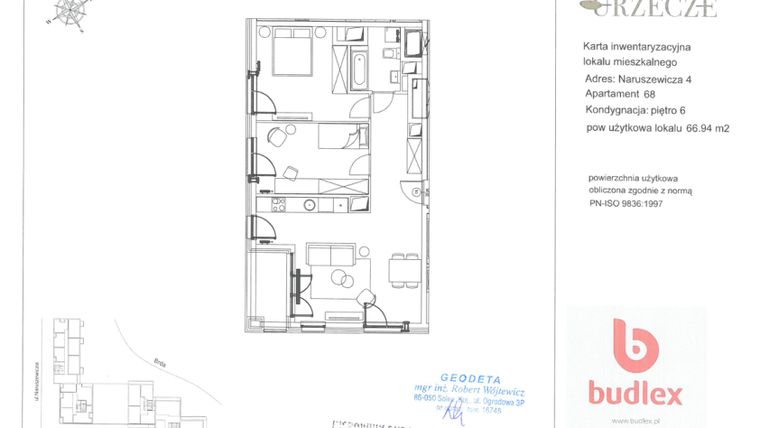 Rzut - Mieszkanie na sprzedaż 3 pokoje o powierzchni 66,94 m² - numer 4.68 w Urzecze