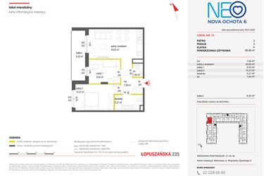 Rzut - Mieszkanie na sprzedaż 3 pokoje o powierzchni 56,9 m² - numer 38 w Neo Nova Ochota 6