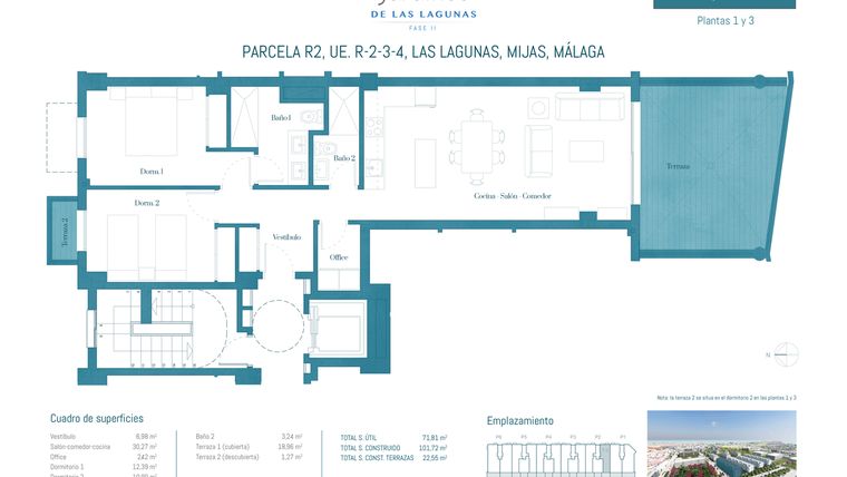 Rzut - Mieszkanie na sprzedaż 3 pokoje o powierzchni 102,72 m² - numer JL2-10A1 w Jardines de las Lagunas