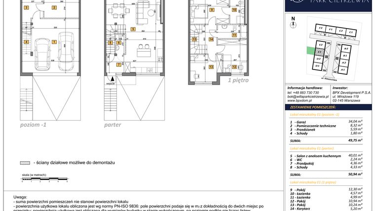 Rzut - Dom na sprzedaż 4 pokoje o powierzchni 151 m² - numer E1 w Osiedle Willa Park Cietrzewia