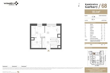 Rzut - Mieszkanie na sprzedaż 4 pokoje o powierzchni 98,4 m² - numer 85 w Garbary 68