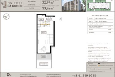 Rzut - Mieszkanie na sprzedaż 1 pokój o powierzchni 32,97 m² - numer M82 w Osiedle Na Górnej etap V