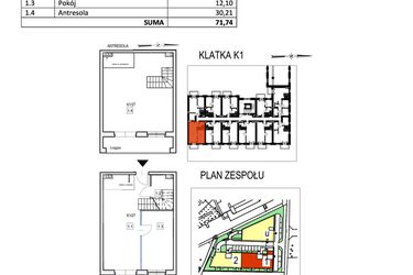 Rzut - Mieszkanie na sprzedaż 2 pokoje o powierzchni 71,74 m² - numer K1/27 w Przystań Królewiecka III