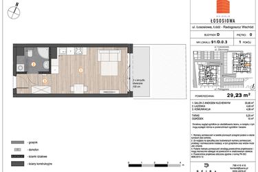 Rzut - Mieszkanie na sprzedaż 1 pokój o powierzchni 29,23 m² - numer 91 - D0.3 w Osiedle Łososiowa