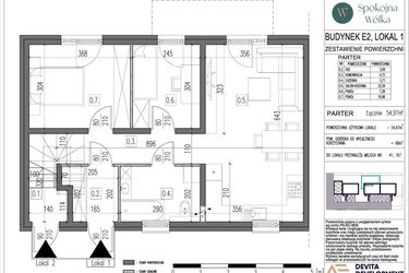 Rzut - Mieszkanie na sprzedaż 3 pokoje o powierzchni 54,97 m² - numer E2.1 w Spokojna Wólka etap V