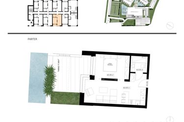 Rzut - Mieszkanie na sprzedaż 2 pokoje o powierzchni 39,4 m² - numer A3.05 w Apartamenty Dźwirzyno