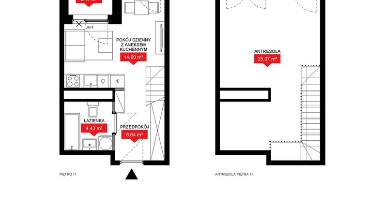 Rzut - Mieszkanie na sprzedaż 1 pokój o powierzchni 50,74 m² - numer A2 367 w 29L
