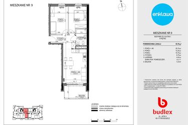 Rzut - Mieszkanie na sprzedaż 3 pokoje o powierzchni 55,48 m² - numer Z4.9 w Enklawa Apartamenty Z4 i Z5