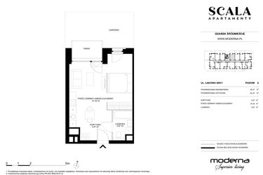 Rzut - Mieszkanie na sprzedaż 1 pokój o powierzchni 35,27 m² - numer K-1 (N) w Scala