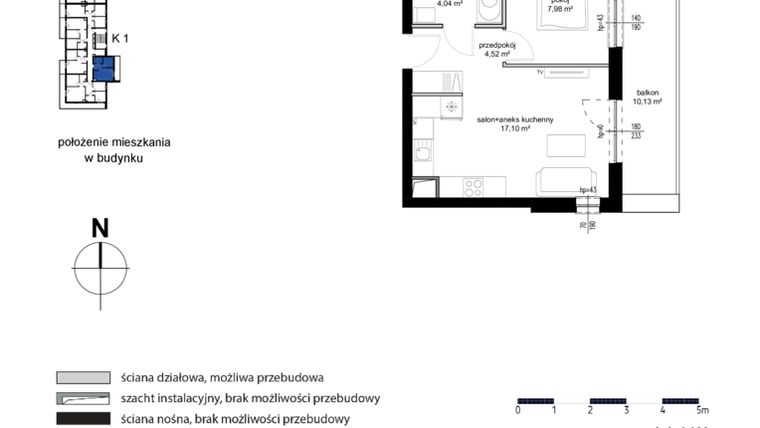 Rzut - Mieszkanie na sprzedaż 2 pokoje o powierzchni 33,64 m² - numer M26 w Kwarcowe Wzgórze