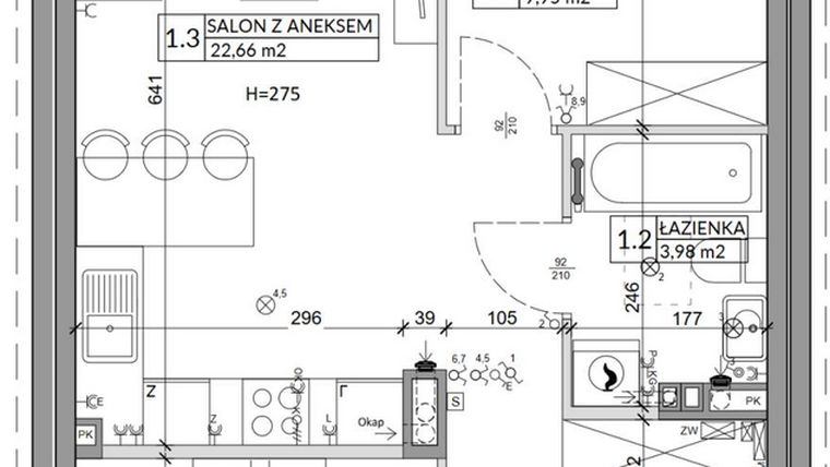 Rzut - Mieszkanie na sprzedaż 3 pokoje o powierzchni 56,89 m² - numer 57B w Osiedle Młodych etap IX
