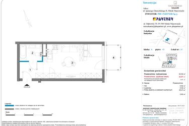 Rzut - Mieszkanie na sprzedaż 1 pokój o powierzchni 32,54 m² - numer A.3.31 w Daszyńskiego Square etap 1