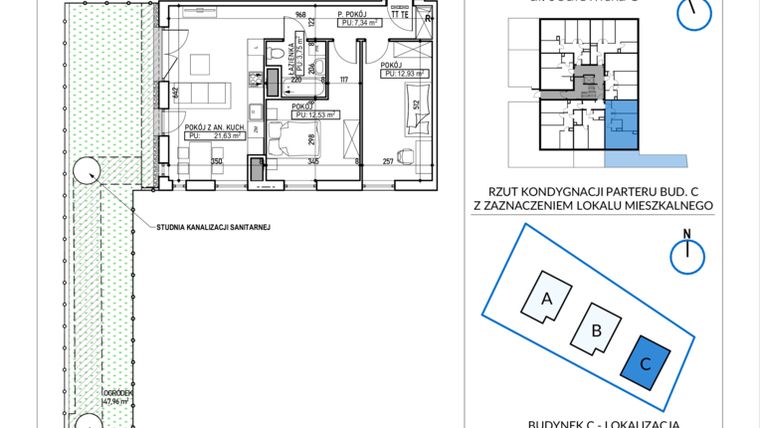 Rzut - Mieszkanie na sprzedaż 3 pokoje o powierzchni 58,18 m² - numer 5-5 w Jodłowicka 5