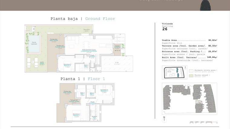Rzut - Mieszkanie na sprzedaż 3 pokoje o powierzchni 90,02 m² - numer 0-AD-26 w Apartamenty w El Verger - 76383115