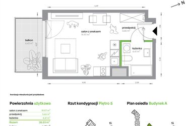 Rzut - Mieszkanie na sprzedaż 1 pokój o powierzchni 28,03 m² - numer AB0506/4 w M Bemowo