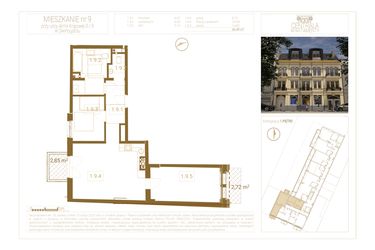 Rzut - Mieszkanie na sprzedaż 3 pokoje o powierzchni 66,49 m² - numer 9 w Centrala
