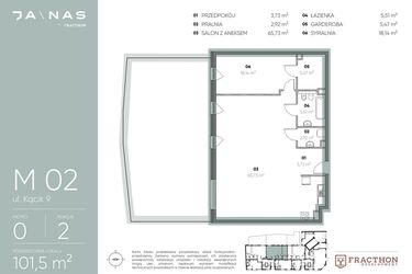 Rzut - Mieszkanie na sprzedaż 2 pokoje o powierzchni 101,5 m² - numer M.2 w Ja\nas