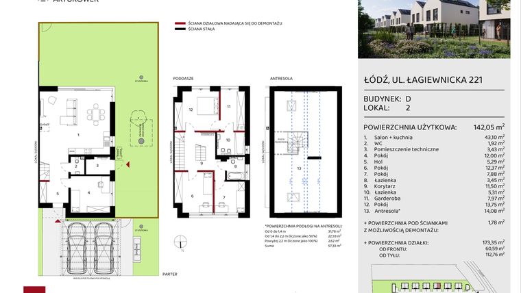 Rzut - Dom na sprzedaż 5 pokoi o powierzchni 142,05 m² - numer D2 w Enklawa Arturówek
