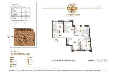 Rzut - Mieszkanie na sprzedaż 3 pokoje o powierzchni 60,73 m² - numer B4.P1.M4 w Faktoria Młyn