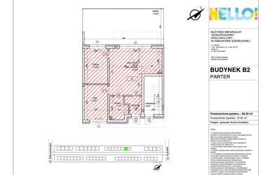 Rzut - Mieszkanie na sprzedaż 3 pokoje o powierzchni 54,35 m² - numer B2.1 w HELLO! KUKUŁKI bud. B
