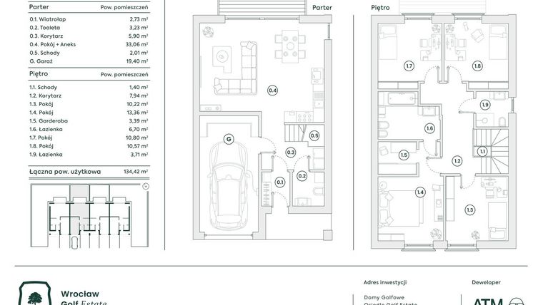 Rzut - Dom na sprzedaż 5 pokoi o powierzchni 134,15 m² - numer 33B w Domy Golfowe II