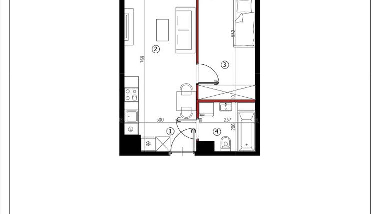 Rzut - Mieszkanie na sprzedaż 2 pokoje o powierzchni 40,03 m² - numer 22 w Andersa 3
