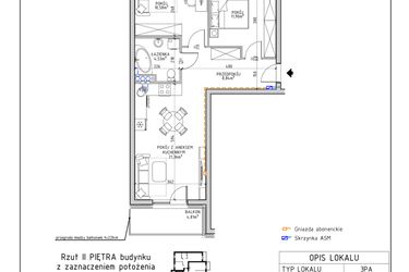 Rzut - Mieszkanie na sprzedaż 3 pokoje o powierzchni 57,21 m² - numer 31 w Osiedle OdNowa K5