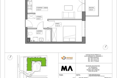 Rzut - Mieszkanie na sprzedaż 2 pokoje o powierzchni 40,68 m² - numer PT/C/3/4 w Przystanek Tarnogaj
