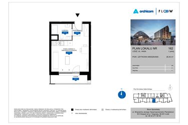 Rzut - Mieszkanie na sprzedaż 1 pokój o powierzchni 26,45 m² - numer 162 w Flow