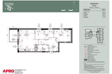 Rzut - Mieszkanie na sprzedaż 3 pokoje o powierzchni 66,85 m² - numer 34 w Wspólnota Mieszkaniowa Gajowa 72