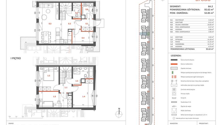 Rzut - Dom na sprzedaż 5 pokoi o powierzchni 92,62 m² - numer 6A.2 w Przystanek Ursus
