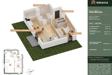 Rzut - Mieszkanie na sprzedaż 2 pokoje o powierzchni 51,98 m² - numer L.0-3 w Dobre Miejsce Waniliowa