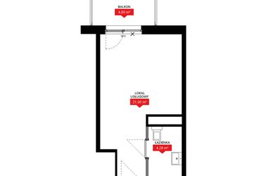 Rzut - Mieszkanie na sprzedaż 1 pokój o powierzchni 25,49 m² - numer A2 216LU w 29L - Apartamenty inwestycyjne