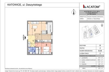Rzut - Mieszkanie na sprzedaż 2 pokoje o powierzchni 48,39 m² - numer B26 w Daszyńskiego Park