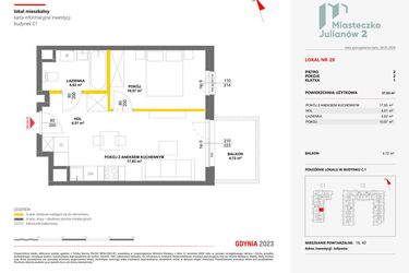 Rzut - Mieszkanie na sprzedaż 2 pokoje o powierzchni 37,63 m² - numer 28 w Miasteczko Julianów etap 2