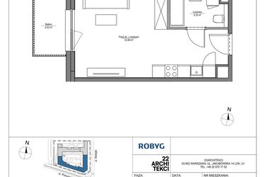 Rzut - Mieszkanie na sprzedaż 1 pokój o powierzchni 28,22 m² - numer LH/LHA/D/4/3 w Lira House