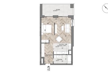 Rzut - Mieszkanie na sprzedaż 1 pokój o powierzchni 52,98 m² - numer 7 w Apartamenty Czysta