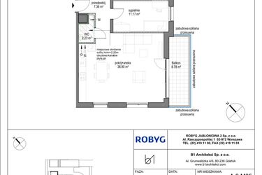 Rzut - Mieszkanie na sprzedaż 3 pokoje o powierzchni 75,48 m² - numer A.3M05 w Kobieli 4
