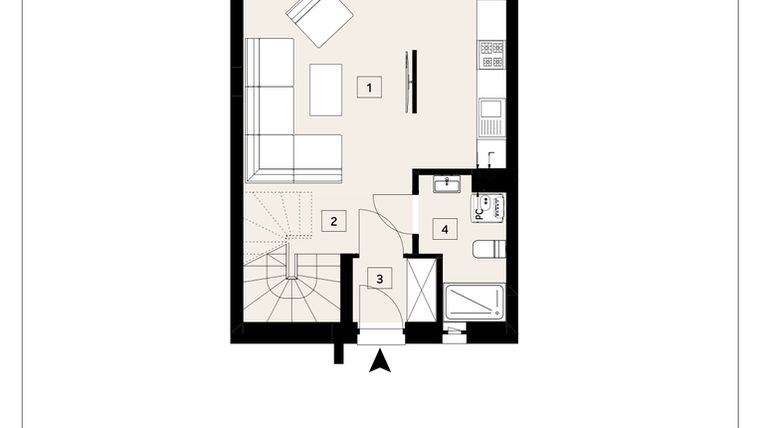Rzut - Dom na sprzedaż 3 pokoje o powierzchni 66,92 m² - numer B1.B w Ametystowa Park