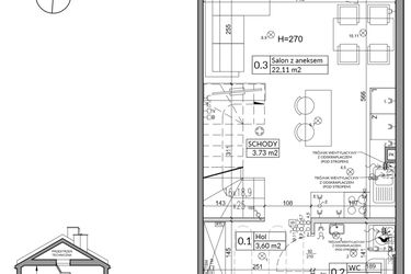 Rzut - Dom na sprzedaż 3 pokoje o powierzchni 60,54 m² - numer 3B w Osiedle Stokrotki