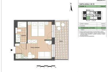 Rzut - Mieszkanie na sprzedaż 2 pokoje o powierzchni 23,54 m² - numer M30 w Stegna Forest 2