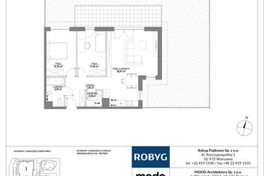 Rzut - Mieszkanie na sprzedaż 3 pokoje o powierzchni 68,1 m² - numer H2_0M03 w Piątkowo Residence etap II