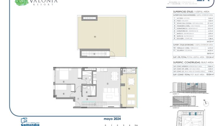 Rzut - Mieszkanie na sprzedaż 2 pokoje o powierzchni 123,24 m² - numer 99 w Valonia - Alicante