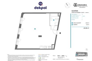 Rzut - Mieszkanie na sprzedaż 1 pokój o powierzchni 65,28 m² - numer 1.2.021 w Granaria