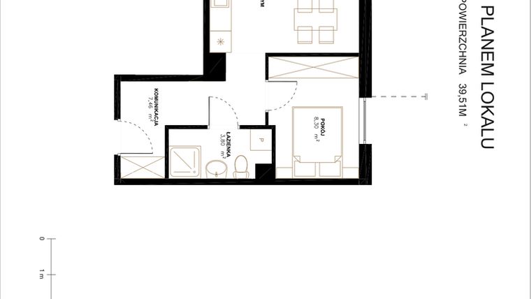 Rzut - Mieszkanie na sprzedaż 2 pokoje o powierzchni 39,51 m² - numer A2.1.67 w Altro A2/1