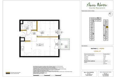 Rzut - Mieszkanie na sprzedaż 2 pokoje o powierzchni 42,06 m² - numer 41 w Aura Nova etap II